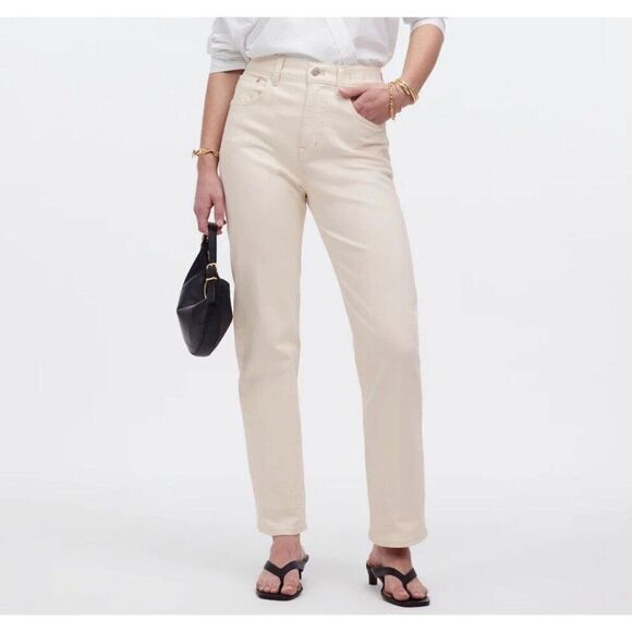 MADEWELL Jeans Women 32 The 90's Straight Natural Ivory High Rise NM515 - Picture 1 of 16